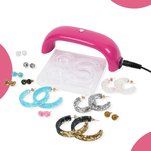 Blue Moon Beads UV Resin Hoop & Stud Earring Jewelry-Making Kit...