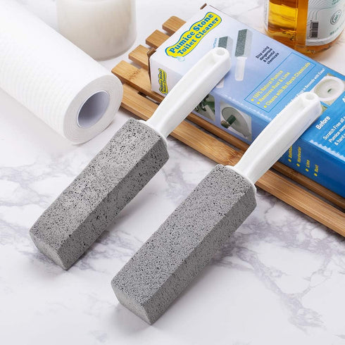 2 Pack Toilet Cleaner Hard Water Build up Remover with Ergonomic Handle, Toilet Bowl Stain Ring Remover, Pumice Stone Toilet Cleaner Tool Stain Re...