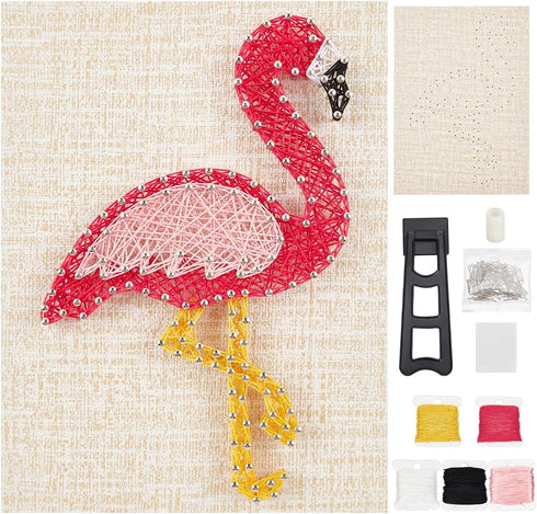 WEBEEDY DIY String Art Kit Craft for Beginners Flamingo String Art Nail String Art Kit DIY Craft Kit Art Supplies DIY Craft Projects Winding Drawi...