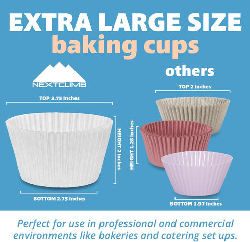 Muffin Liners for Baking - 50pcs White EXTRA LARGE SIZE Cupcake Liners Baking Supplies, Thick Jumbo Parchment Paper Sheets Cute Cups, Greaseproof ...