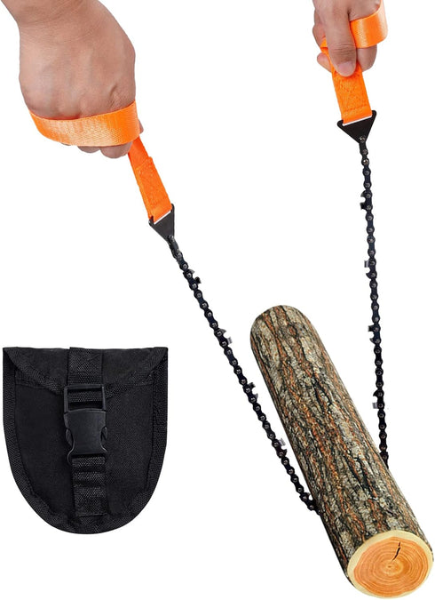 Pocket Chainsaw with Paracord Handle, Folding Chain Hand Saw, Emergency Outdoor Survival Gear for Camping, Hunting, Hiking, Cutting Wood & Tree (O...