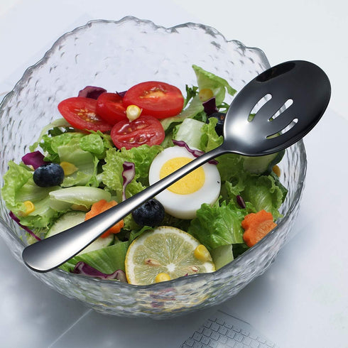 Black Kyraton Titanium Plating Serving Set - 4 Pieces, Includes 2 Spoons and 2 Slotted Spoons...