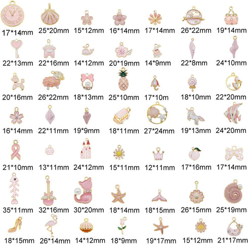 40pcs(20PAIRS) Assorted Gold Plated Enamel Animals Fruit Moon Star Dainty Dangle Flowers Pendants Charms for Jewelry Making Necklace Bracelet, Pin...