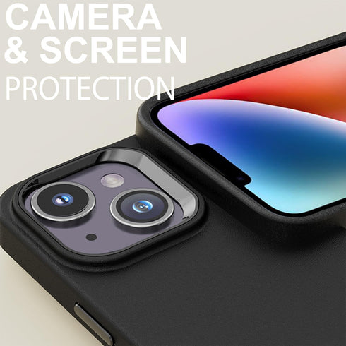 TENOC Phone Case Compatible with iPhone 13 & iPhone 14, Black Case Anti-Fingerprint Protective Bumper Matte Cover for 6.1 Inch...
