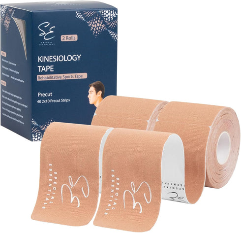 Kinesiology Tape Premium Cotton Waterproof Sports Tape for Targeted Muscle Support Pain Relief & Enhanced Performance 2 Pack, 40 Count, 10” Precut...