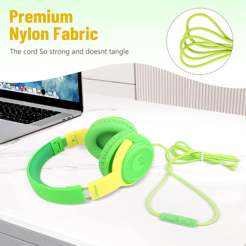 rockpapa Share 1 Kids Headphones Wired with Microphone & Share Port, 85dB/94dB Volume Limited, Cute Foldable Student Child Boys Girls Headphones f...