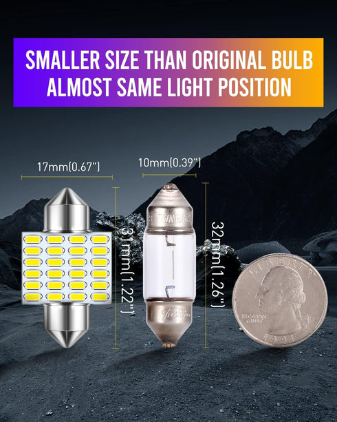 LUYED DE3175 LED Bulbs Dome Ligts Xenon White Canbus Error Free 1.25 inches DE3021 DE3022 3175 LED Bulbs for Interior Map Dome Lights and License ...