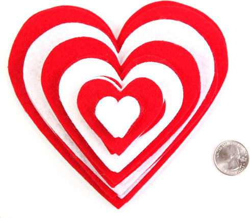 Playfully Ever After 1 to 6 inch Multi-Size Color Pack 24pc Felt Hearts (Red/White)...