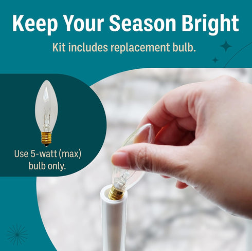 Holiday Joy Window Candles Kit - Pack of 1-9-inch-Tall Electric Candle with Built-in Auto Sensor, 2 Bulbs and Suction Cup Holder in Each Box - 5W,...