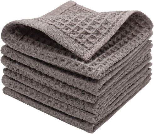 100% Natural Cotton Dish Towels Classic Waffle Weave Dish Cloths, Soft Ultra Absorbent Bath Hand FaceTowel, Fast Drying Lightweight Washcloth, Set...