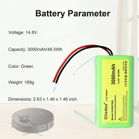 RVBAT850 for Shark Ion Vacuum Replacement Battery - AV1010AE, AV2501S, AV1110AE, RV1001AE, RV2001, RV850, AV2501AE, RV750_N, AV970 Robot Vacuum Cl...