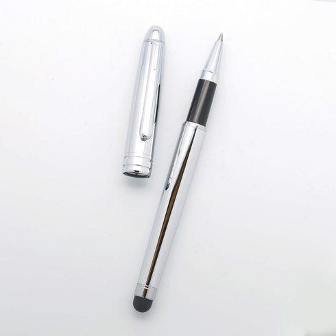 Rollerball Pen with Stylus, Classic Design, Germany Schneider Refill Black and Blue (Shiny Chrome Color)...