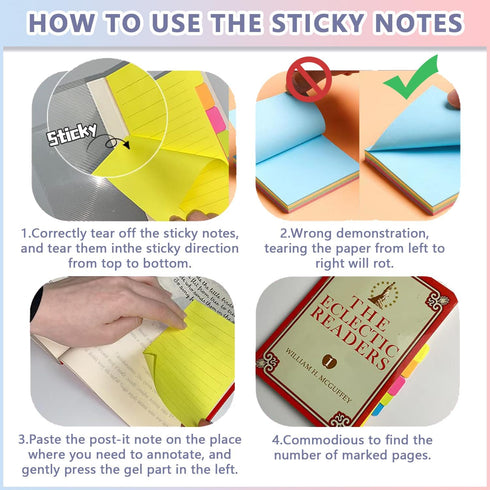 Sticky Notes Set, Sticky Notes Tabs, 410 Pack, Colored Divider Sticky Notes Pads, School Supplies, Office Supplies, Planner Sticky Notes, Sticky N...