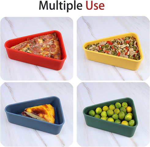 Pizza Leftover Storage Container with 2 Pizza Trays,Reusable Pizza Slicone Container,Silicone Food Container Lunch Box Withstand Temperature in -4...