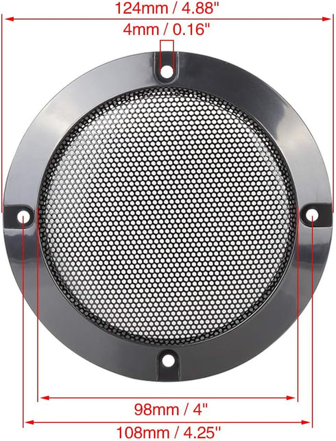 X AUTOHAUX 2pcs 4 Inches Metal Glossy Audio Speaker Cover Mesh Subwoofer Grill Horn Guard Decorative Circle Grille Protector Black for Car...