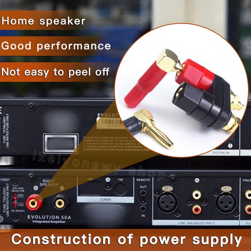 4MM Copper 2-Way Banana Plug Jack Socket Binding Post Video Speaker Terminal Connectors Power Amplifier Dual Gold Plated Insulated Terminals(6Pcs ...