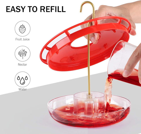 eWonLife Hummingbird Feeder for Outdoors, 2 Pack, Leak-Proof, Easy to Clean and Refill, Saucer Humming Bird Feeder Plastic, Including Hanging Hook...