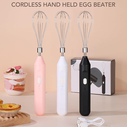 Portable Cordless Electric Egg Beater Handheld USB Charging Milk Frother with Stainless Steel Whisk Electric Milk Frother Cordless Hand Mixer Hand...