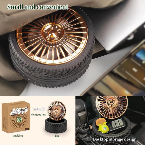 Rechargeable Mini Tire Fan, 3-Mode Portable Cute Toy Fan, Summer Indoor Desktop Fan As A Small Gift for Friends, Creative Wheel Small Fan....