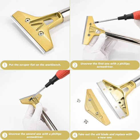 EHDIS Razor Blade Scraper, 1.5'' and 4'' Glass Scraper Tool, Floor Adhesive Remover Scraper with Metal Razor Blades, Paint Scraper Ideal for Clean...