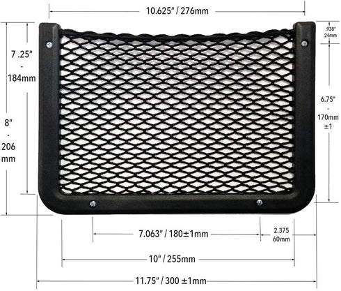 Framed Stretch Mesh Net Pocket for Auto, RV, or Home Organization and Storage (8" x 11")...