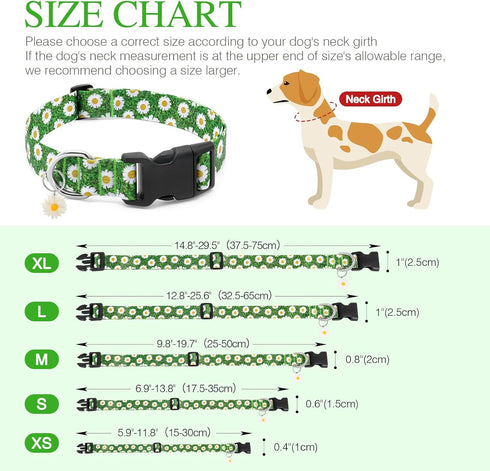 BiPawTi Green Dog Collar for St. Patrick's Day, Cute Flower Puppy Collar for Extra Small Dog, Floral Spring Dogs Collar for Small Dogs with Pretty...
