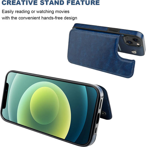 ONETOP Compatible with iPhone 13 Wallet Case with Card Holder, PU Leather Kickstand Card Slots Case, Double Magnetic Clasp Durable Shockproof Cove...