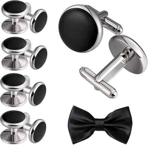 Aienid 2pcs Cufflinks and 8pcs Cuff Studs Set for Men Stainless Steel Tuxedo Shirts Business Wedding...