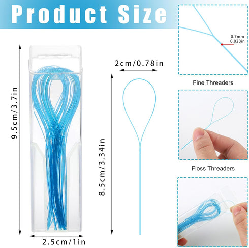 700 Count Floss Threader for Bridges, Dental Floss Threaders Blue Floss Threader for Bridges and Implants, 10 packs of 70...