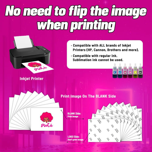 Pinkie Heat Transfer Paper for Inkjet Printer (10 Sheets,8.5x11") Printable Heat Transfer Vinyl for T-Shirts Iron On Transfers for Dark Fabrics (D...