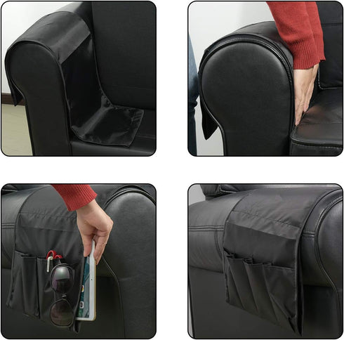 CM Sofa Armrest Organizer Couch Arm Chair Caddy Sofa Covers Remote Control Holder Magazine Notebook Storage Bag with 5 Pockets for Home Office Rec...