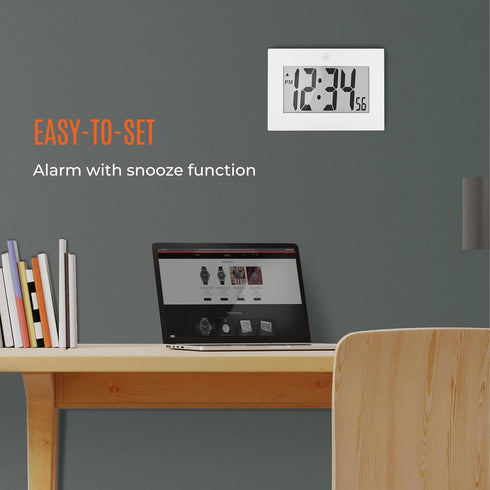 MARATHON Large Digital Wall Clock with 8” Display, White - Easy to Read...