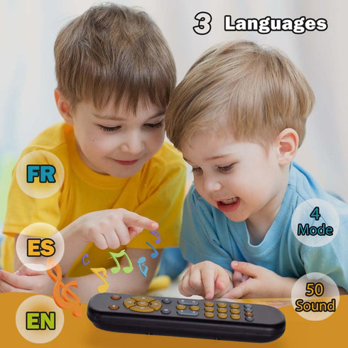 Baby TV Remote Control Toy with Light and Sound, Early Educational Music Toy with English/French/Spanish, Gift Toy for 6 Months+...