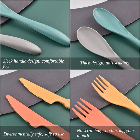 Knives Spoons and Forks Set, Wheat Straw Cutlery Set, Reusable Flatware Set for 4, Utensils for Party, Travel, Work, Picnic, Camping or Daily Use ...