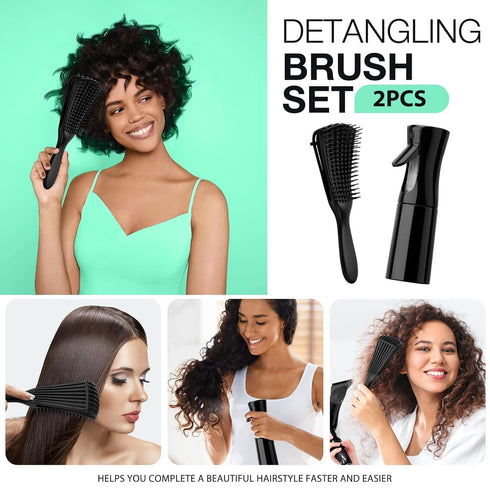 Hommtina Detangling Brush Set Getting Shine and Makes Hair Smooth, Curly Hair Brush for Adult & Kids Wet or Dry Hair...