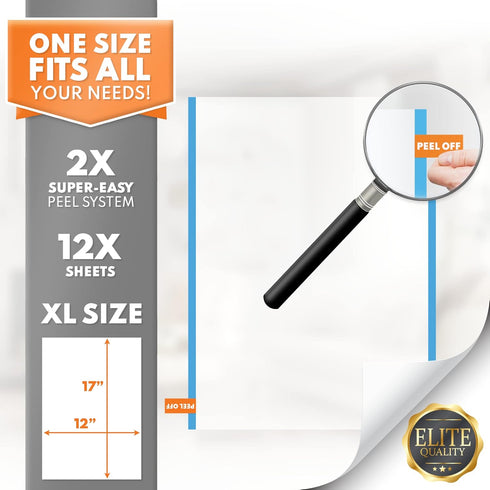 Cat Scratch Couch Protector - 12XL Sheets, Clear (Almost Invisible), Extra Durable, Easy to Customize, Residue-Free Furniture Protector...