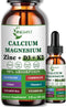 Calcium Magnesium Zinc Liquid Drops, Liquid Magnesium Glycinate 500mg Calcium 1000mg with Vitamin D3,K2,B6,B12,Coq10 for Bone Strength, Muscle Fun...