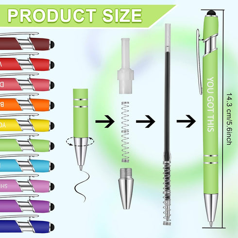Office Pens Funny Pens Inspirational Quotes Ballpoint Pen Metal Motivational Macaron Touch Stylus Pens for Office gifts, Black Ink (10 Pieces)......