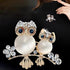 Rhinestone Owl Brooch Pin Funny Double Owl Enamel Brooch Cute Opal Animal Bouquet Corsage Lapel Pin Scarf Shawl Clothing Accessories for Women Gir...