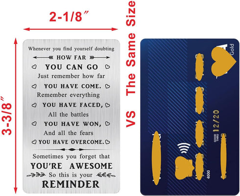 Inspirational Gifts for Men Women, Sometimes You Forget You're Awesome, Metal Engraved Motivational Quotes Wallet Card, Whenever You Find Yourself...