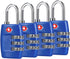 TSA Luggage Locks (4Pack) - 3 Digit Combination Padlocks - Approved Travel Lock for Suitcases & Baggage (Dark Blue)...