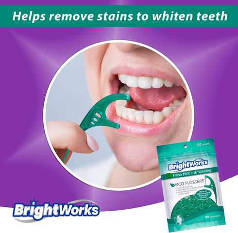 Brightworks ECO Sustainable Floss Picks - 270 Count - Made in USA100% Post-Consumer Recycled Plastic, Super Strong Mint-Flavored Floss with Micro-...