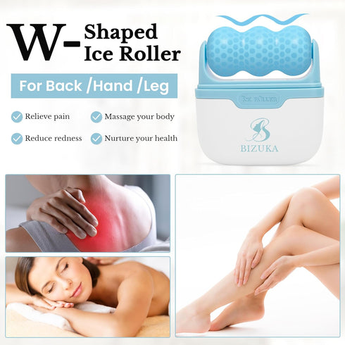 Ice Roller for Face and Eyes Facial Skin Care Tool 2-in-1 Ice Roller for Face & Eyes - Reduces Puffiness, Relieves Migraines, with Travel Case - I...