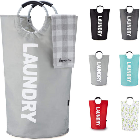 Caroeas 100L Laundry Basket,Large Laundry Hamper, Laundry Bag with Padded Handles, Clothes Hamper Stands Up Well, Collapsible Free Standing Easy S...
