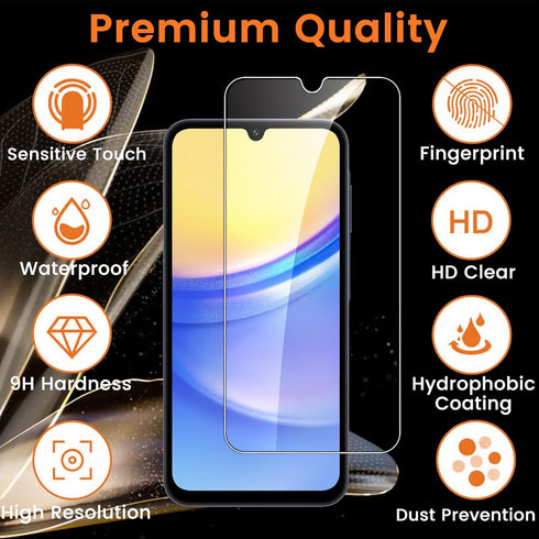 4+4 Pack Samsung Galaxy A15 5G Screen Protector, 4 Pack Tempered Glass Screen Protector with 4 Pack Camera Lens Protector, 9H Hardness Anti-Finger...