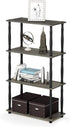 Furinno Turn-N-Tube 4-Tier Multipurpose Shelf Display Rack, Classic Tubes, French Oak Grey/Black...