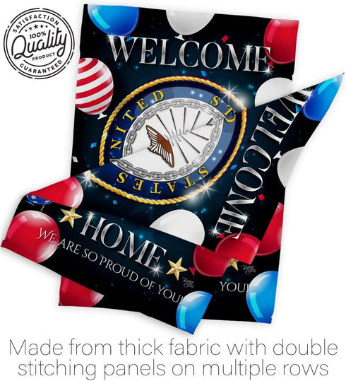 Breeze Decor Welcome Home Navy Garden Flag Armed Forces USN Seabee United State American Military Veteran Retire Official House Decoration Banner ...