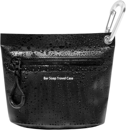 Travel Soap Container Portable Soap Bag Travel Case, Waterproof and Leak Proof, Solutions for Travelling with Bar Soap (Black)...