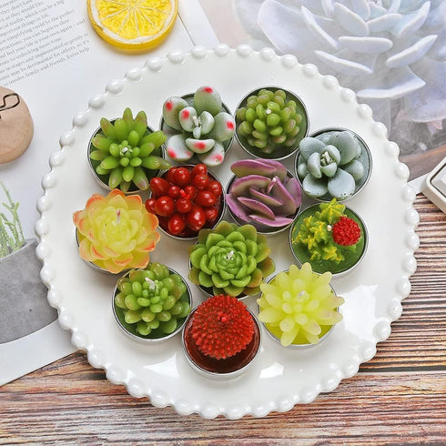 Succulent Cactus Tea Light Candles Cute Plant Shaped Bulk for Birthday Party Wedding Baby Bridal Shower Favor Decor Hostess Gift Sets (12 PCS)...