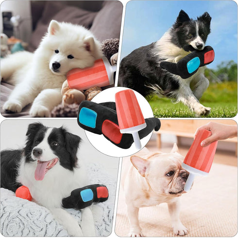 Squeaky Plush Dog Toys,Interactive Plush Dog Toy Stuffed Plush Dogs Chew Toy for Small Medium Large Breed Chewer,Durable Drink and Glasses Toys wi...